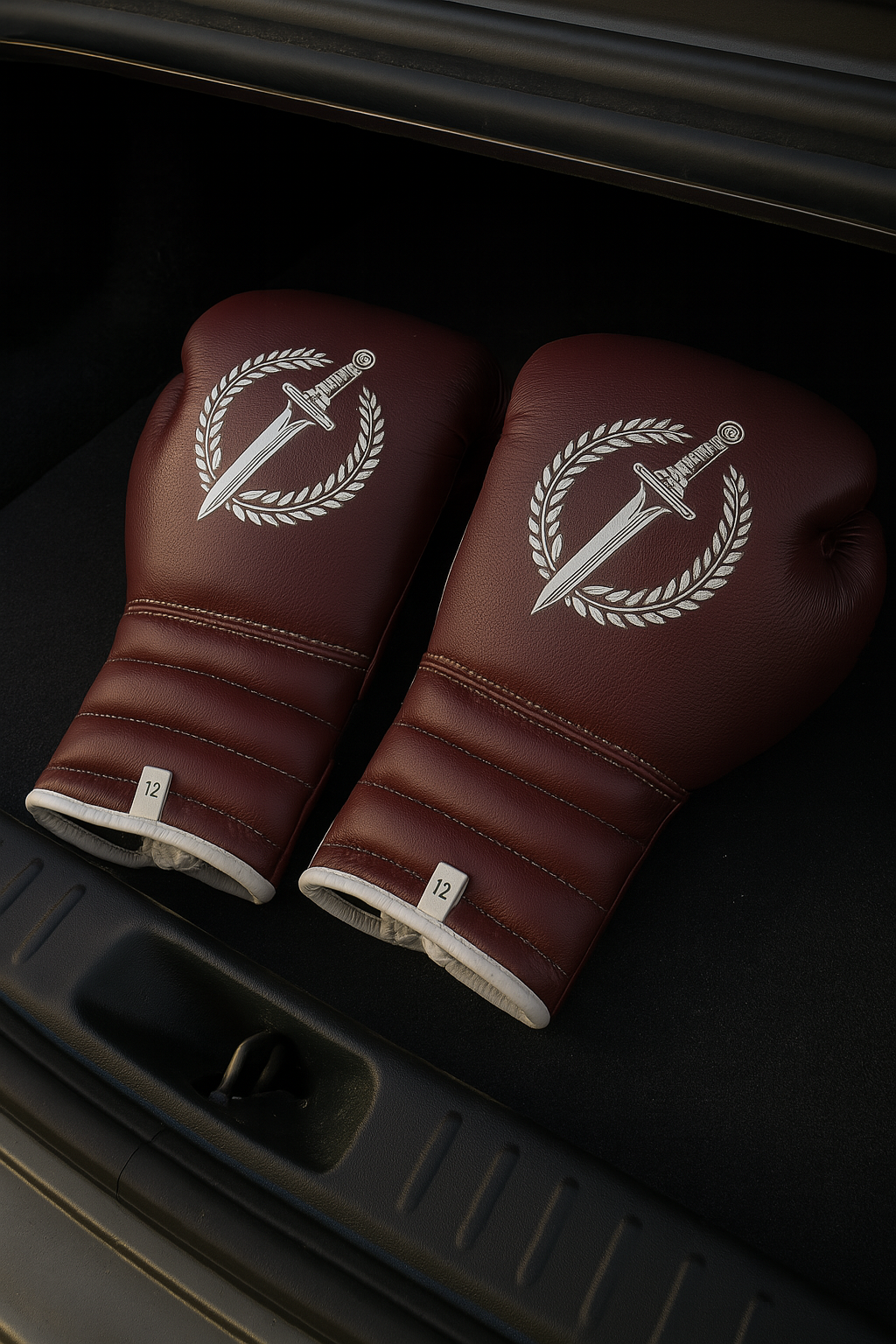 Image of Gladius gloves in the trunks of a car.