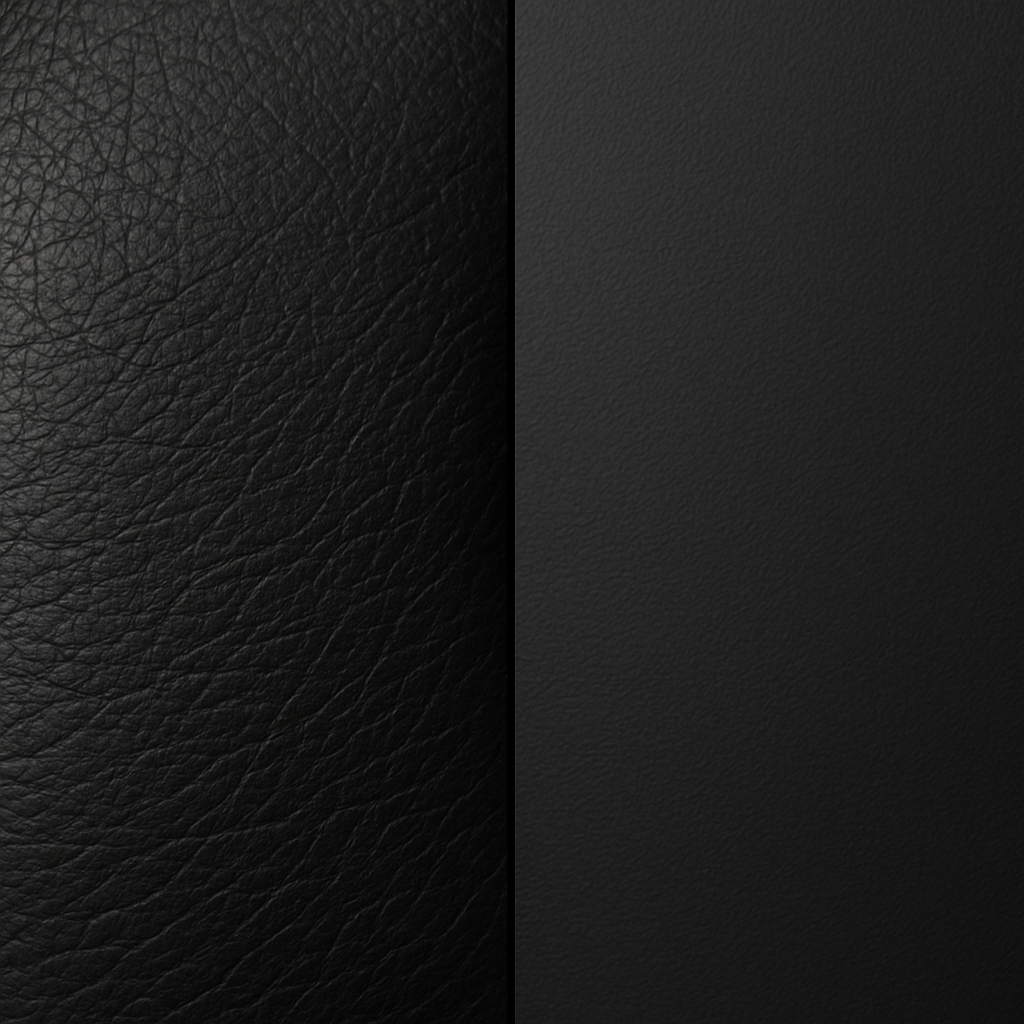 A side by side comparision of genuine leather and PU synthetic leather