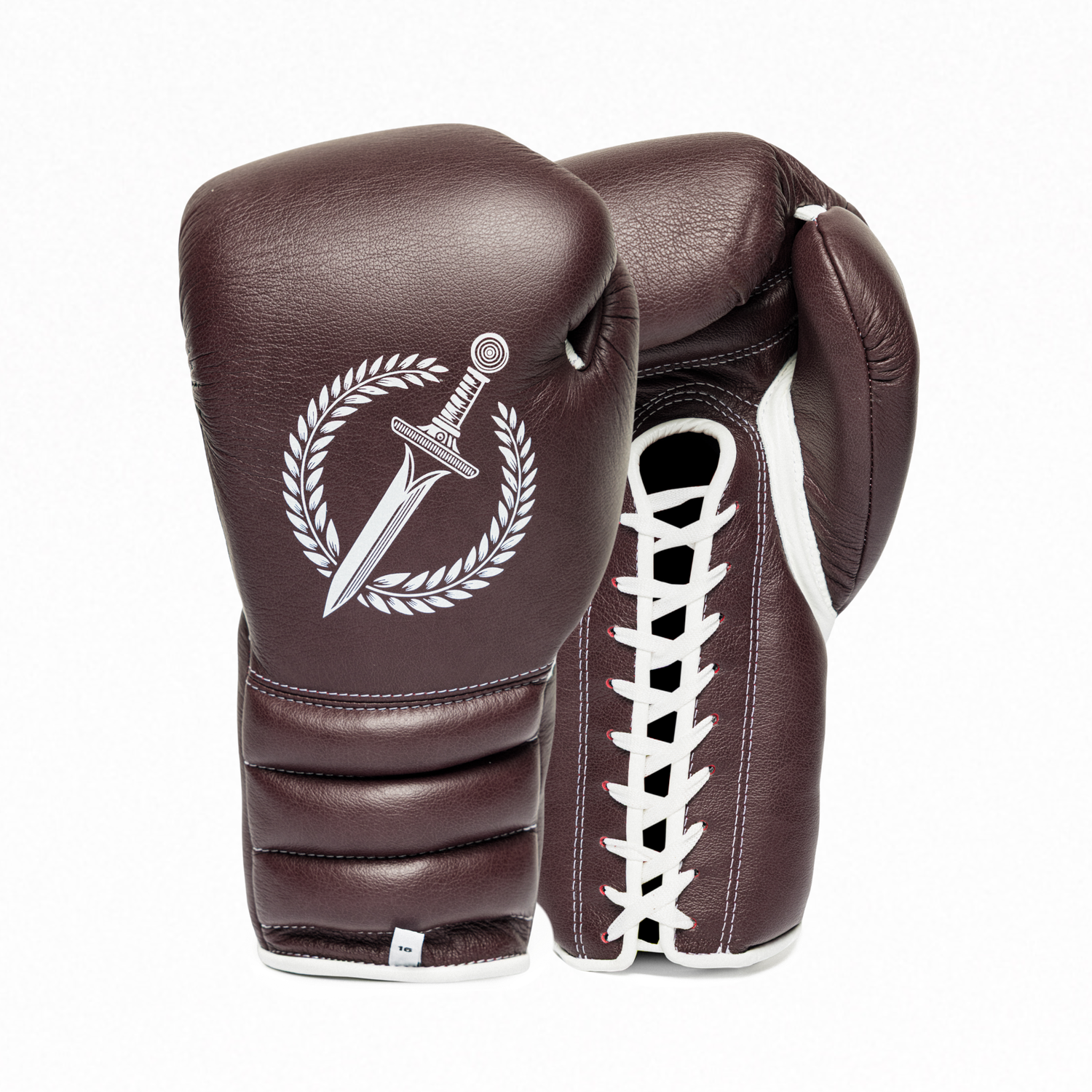 A pair of burgundy Gladius Dark Legionary boxing gloves on a white background.