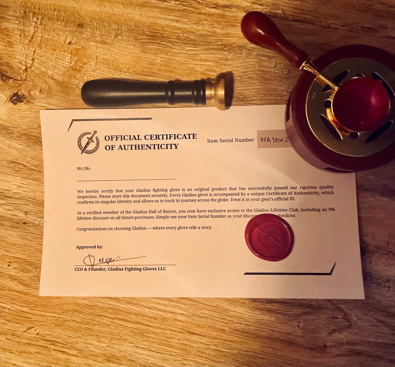 Gladius Certificate of Authenticity: Learn All About Your Gloves' ID