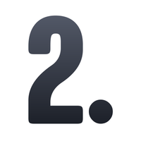 Black number 2 on a white background.