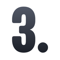 Black number '3' with a dot on a white background