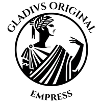 Logo of 'Gladius Original Empress' with classical design of an empress on a white background.