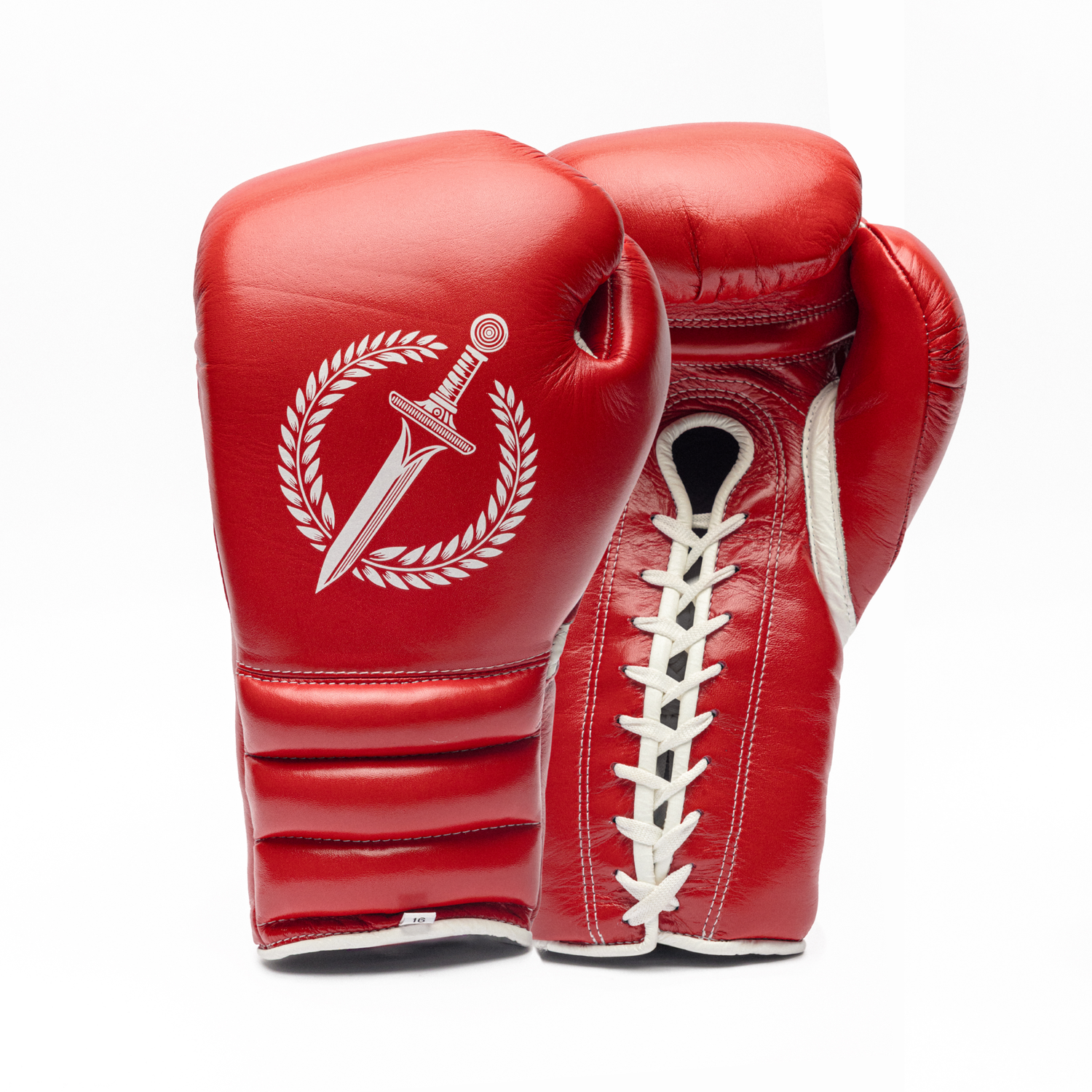 Red boxing glove on a white background.