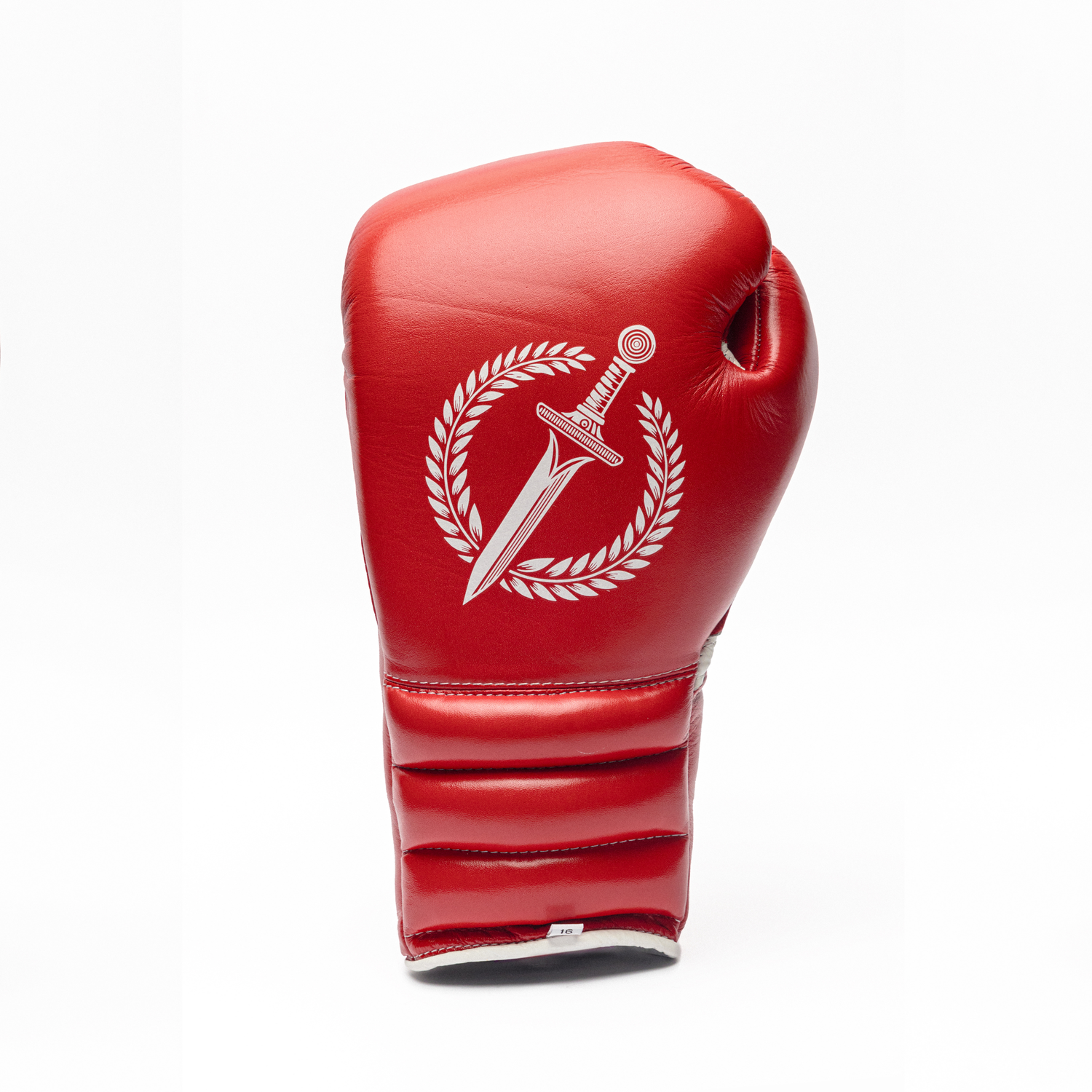 Red boxing gloves with a logo on a white background.