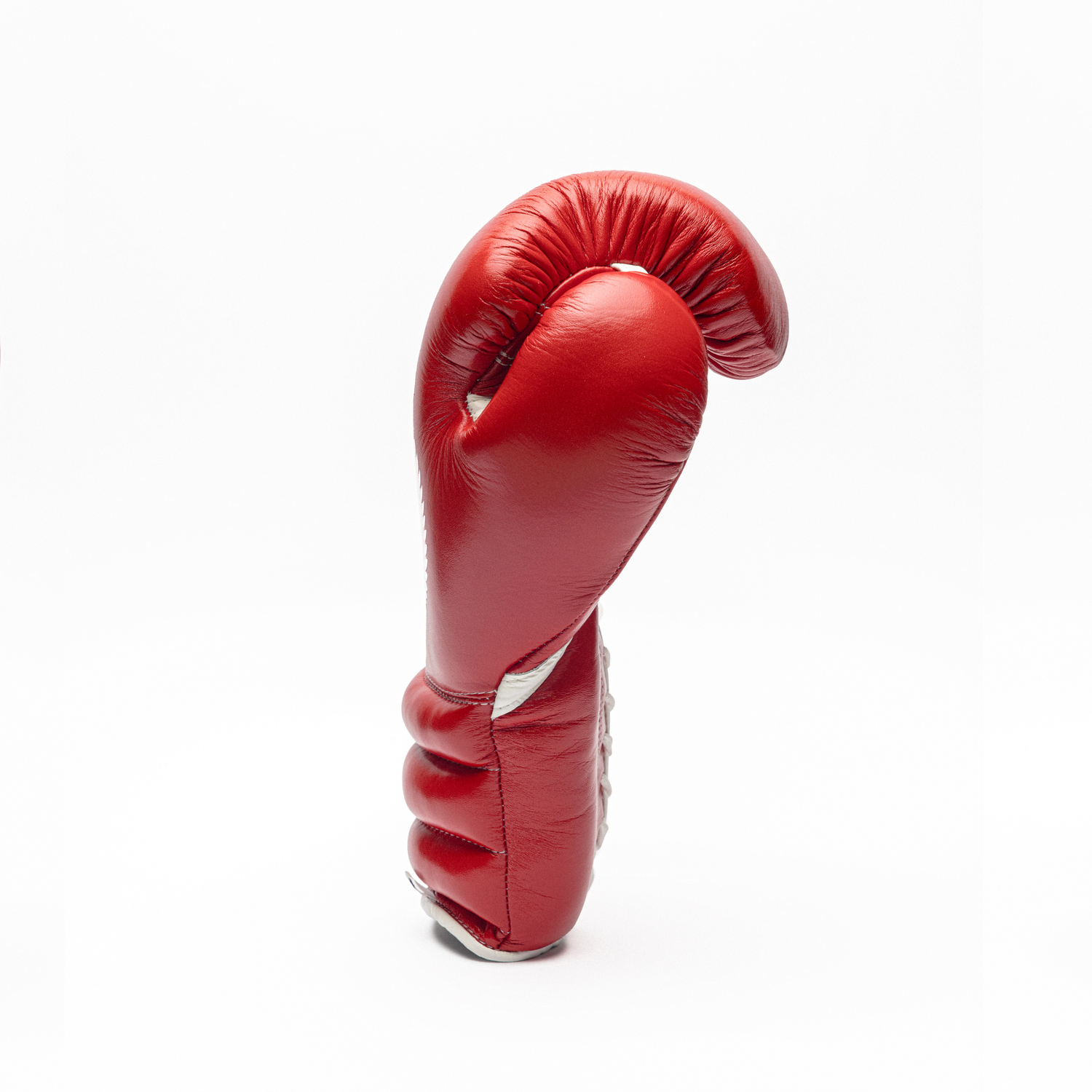 Red boxing glove on a white background.