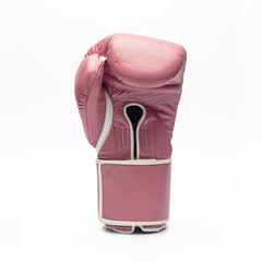 Pink boxing glove on a white background.