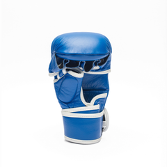 Blue MMA glove on a white background.