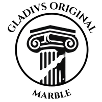 Logo of Gladius Original Marble with a classical column design on a white background